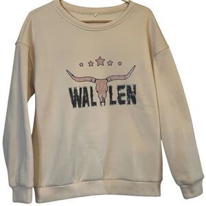 Morgan Wallen Graphic Sweatshirt Western Country Y2K Concert Pullover L Beige